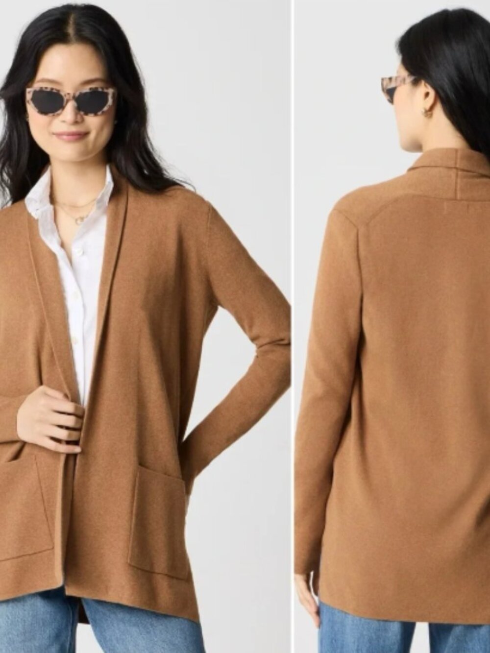J. Crew Chelsea Sweater Blazer Cardigan Camel Tan Career Preppy Classic Sz M